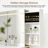LED Light Dressing Table with 5 Drawers and 3 Open Shelves Vanity Table Gold Leg