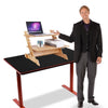 Natural Bamboo Standing Desk Converter Dual Monitor Stand Sit Stand Riser Stand