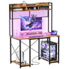 Flamaker 120cm LED Gaming Desk Office Desk Workstation With Storage Shelves