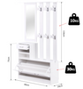 Hallway Coat Rack Shoe Storage Bench Stand Mirror Hook Set White Shelf Unit