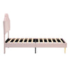 3FT SINGLE BED FRAME UPHOLSTERED PLATFORM BED WITH HEADBOARD VELVET FABRIC PINK