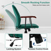 Velvet Rocking Chair Home Office Computer Desk Chair Adjustable Swivel Green