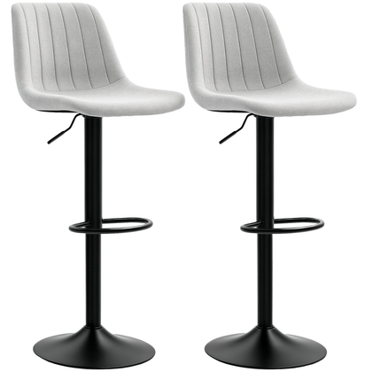 Bar Stools Set of 2 Adjustable Swivel Bar Chairs with Backrest Grey