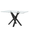 2-6 Seater Rectangle Dining Table Tempered Glass Kitchen Table X Shaped Leg Base