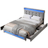 UPHOLSTERED 4FT6 DOUBLE BED FRAME WITH 4 DRAWERS LED LIGHT STRIPS VELVET FABRIC