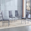 Grey Tempered Glass Dining Table & 4pcs Grey Faux Leather Footrest Dining Chairs