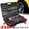 Professional 216PCS Ratchet Spanner Socket Set 1/2" 1/4" 3/8" Tool Kit with Case