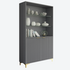 Display Cabinet I 175cm Sideboard I Grey Matt Gold Legs Doors I Glass Shelves