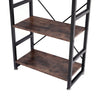 5 Tier Tall Bookshelf Bookcase Rustic Wood Metal Storage Display Shelving Unit