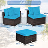 4 PCS Rattan Patio Conversation Set Outdoor Furniture Sofa Set w/ Coffee Table