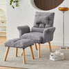 Lazy Single Sofa Couch 5 Adjustable Cotton Linen Fabric With Headreat+Ottman