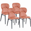 4x Orange PU Leather Padded Dining Chairs Black Metal Frame Dining Room Kitchen