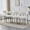 Set of 2 Boucle Dining Chairs with Oversized Seat Round Kitchen Chairs White