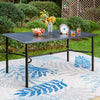 Metal Garden Dining Table Outdoor Patio w/ Umbrella Hole Rectangle Table Black