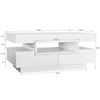 Coffee Table with Storage Drawers & LED Strips White Tea Table for Living Room