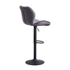 Pair of Velvet Grey Bar Stools Gas Lift Swivel Breakfast Chairs Dull Polish Base