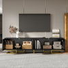 Modern TV Stand Cabinet TV Entertainment Centre Unit mit Gold Metal Legs, Black