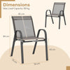 Set of 4 Patio Stackable Metal Dining Chair with Armrests-Grey