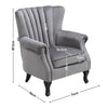 Grey Chesterfield Wing Back Armchair Queen Anne High Back Fireside Winged Chair