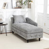 Grey Chenille Chaise Longue Sofa with Storage Box Padded Lounge Chair Daybed UK