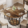 Tribesigns Round Dining Table, 118 cm Farmhouse Wood Kitchen Table for 6 People