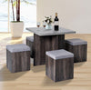 Compact Dining Table and 4 Ottoman Chairs Set Space Saving Storage Kitchen Grey
