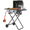 Portable Foldable Gas Barbecue Grill with Thermometer, Lid, Black