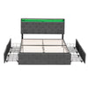 Upholstered Bed Frame Double Bed with Drawers Storage Headboard LED Lights Grey