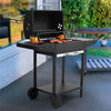 Charcoal Barbecue Grill with Shelves&Wheels Portable Outdoor Camping BBQ Trolley