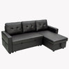 New 3 Seater Pull-Out Reversible Chaise Sofa Bed with Storage, Faux Leather