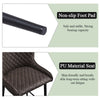 2 Pcs Faux Leather Bar Stools Diamond Seat Dining Room Chairs Metal Legs
