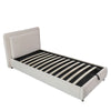 Ottoman Storage Bed Frame 3ft Single Size Bed with Headboard Velvet Fabric Beige