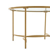 80cm Round Glass Coffee Table Transparent Gold Sofa Table for Home Living Room