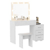 Modern Dressing Table Large Vanity Set with LED Mirror Cabinet Stool Drawers UK