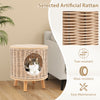 Cat House Cat Bed Cat Litter Box Enclosure w/ Rattan Frame