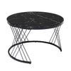 Round Coffee Table Set of 2 Stacking Side End Table Nesting Tables Marble Effect