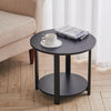 50cm Wood Round Coffee Table & Storage Sofa End Side Table Living Room Metal Leg
