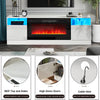 Modern White RTV Stand Unit Cabinet w/ Electric Fireplace & 12 Colour LED Light