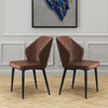 2X Retro Brown Faux Leather PU Dining Chairs Kitchen Dining Room Metal Legs