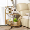 Sofa Side Table 2-Tier Center Table Sofa Side Table on Lockable Wheels-Golden