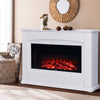 Modern 2KW Electric Inset Fireplace Heater Fire Place White Wooden Mantel Indoor