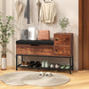 Entryway Bench Shoe Bench with Flip Top Box & 2 Door Cabinets Brown