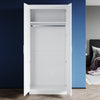 2 Doors High Gloss Wardrobe Bedroom Furniture Storage Hanging Rail with Mirror