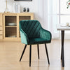 2pcs Dining Chairs Armchairs Velvet Upholstered Soft Padded Seat Back Metal Legs