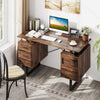 Computer Desk Home Office Desk with Floating Desktop & Dual Drawers Rustic Brown
