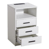 3 Drawers Bedside Table with Charging Station USB Ports LED Lights Sofa End Desk