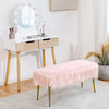 Furry Ottoman Seat Faux Fur Vanity Stool Square Upholstered Decorative Footrest