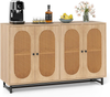 Sideboard Natural Storage Rattan Doors Shelves Cabinet Unit Contemporary Modern