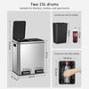 Dual/Tri Step Stainless Steel Double Bucket Trash Can Rubbish Pedal Bin