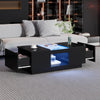 LED Coffee Table With Storage 2 Drawers Living Room Furniture High Gloss Black